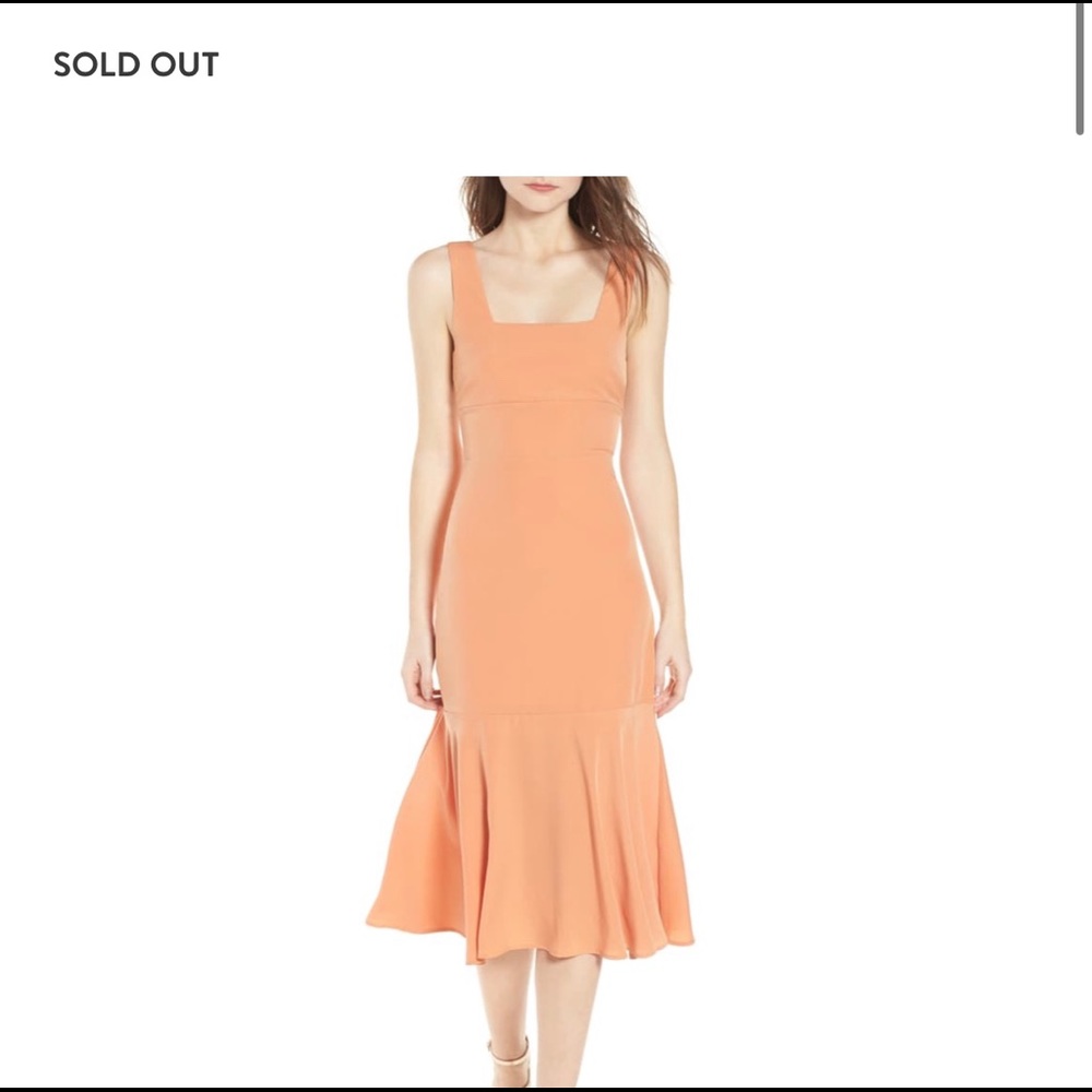 Rust midi dress.